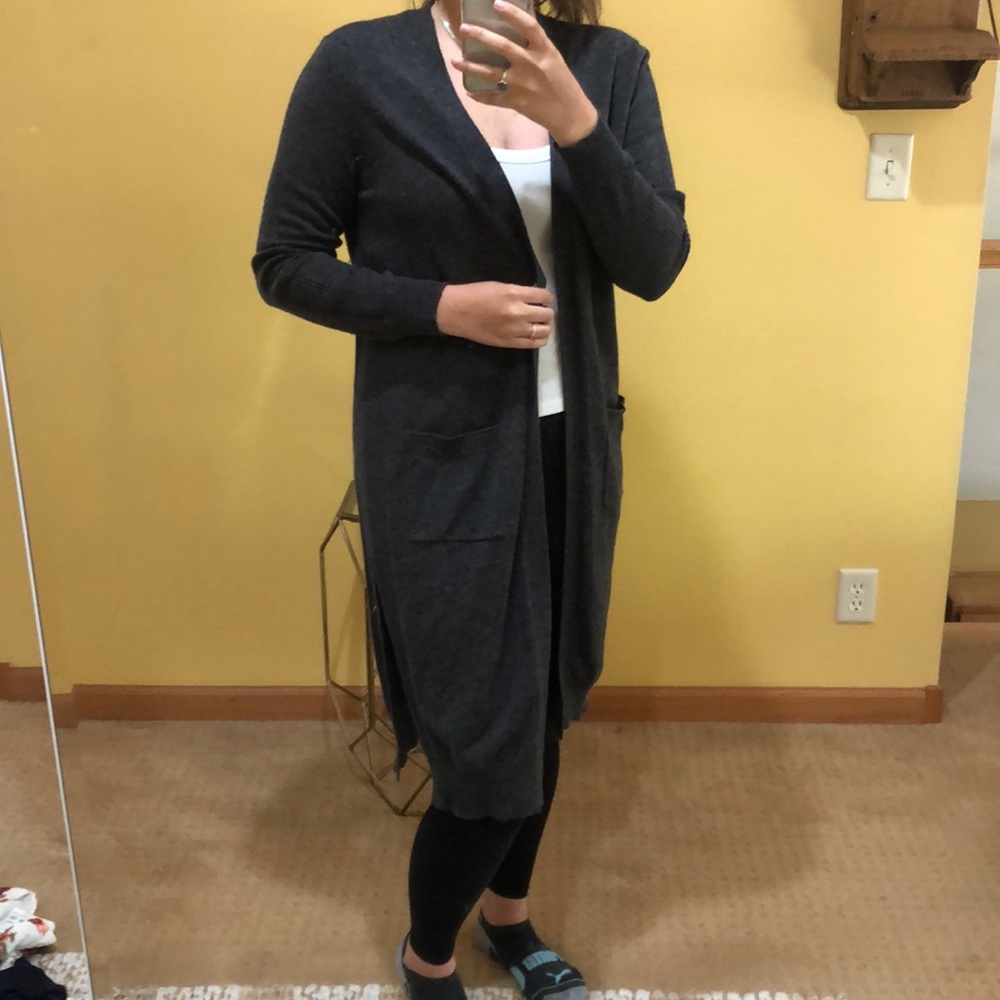 Dark gray long cardigan